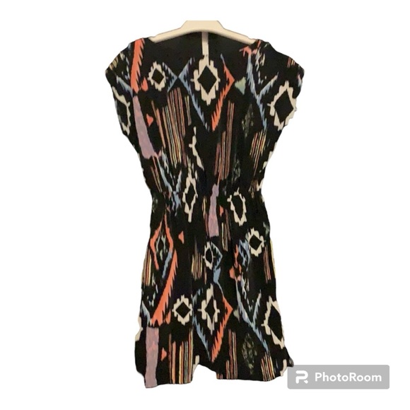 Soprano Dress | Black with Multi Coloured Aztec Print | Size S | Silk - Picture 3 of 3